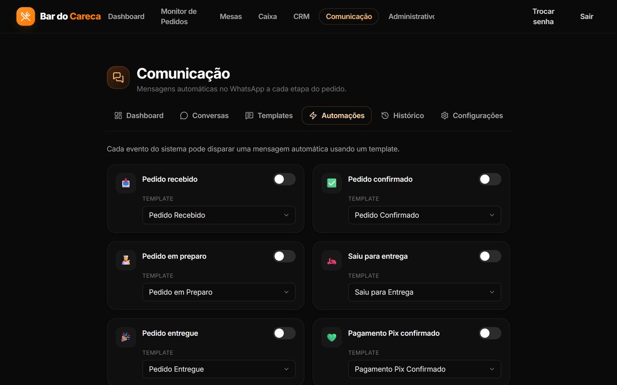 Tela Automações do módulo Comunicação, com um cartão por evento do pedido